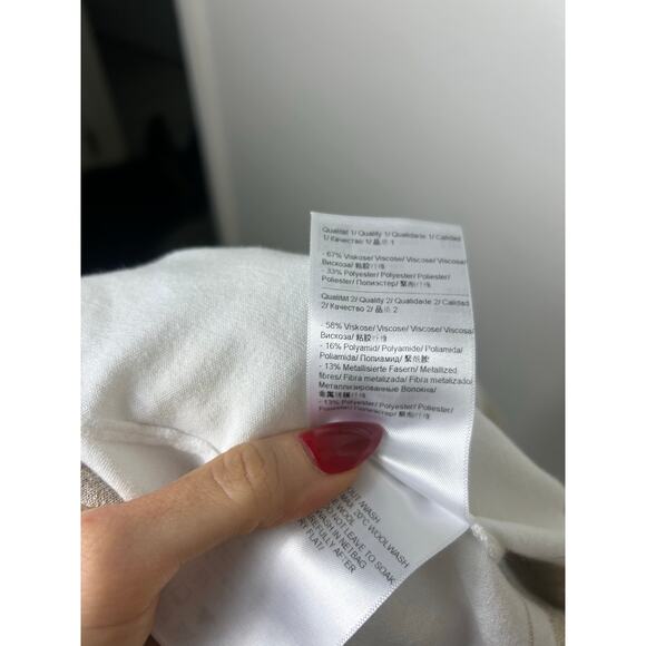 Escada Top Clasp Open Cardigan White Gold Sz Large - Picture 8 of 11